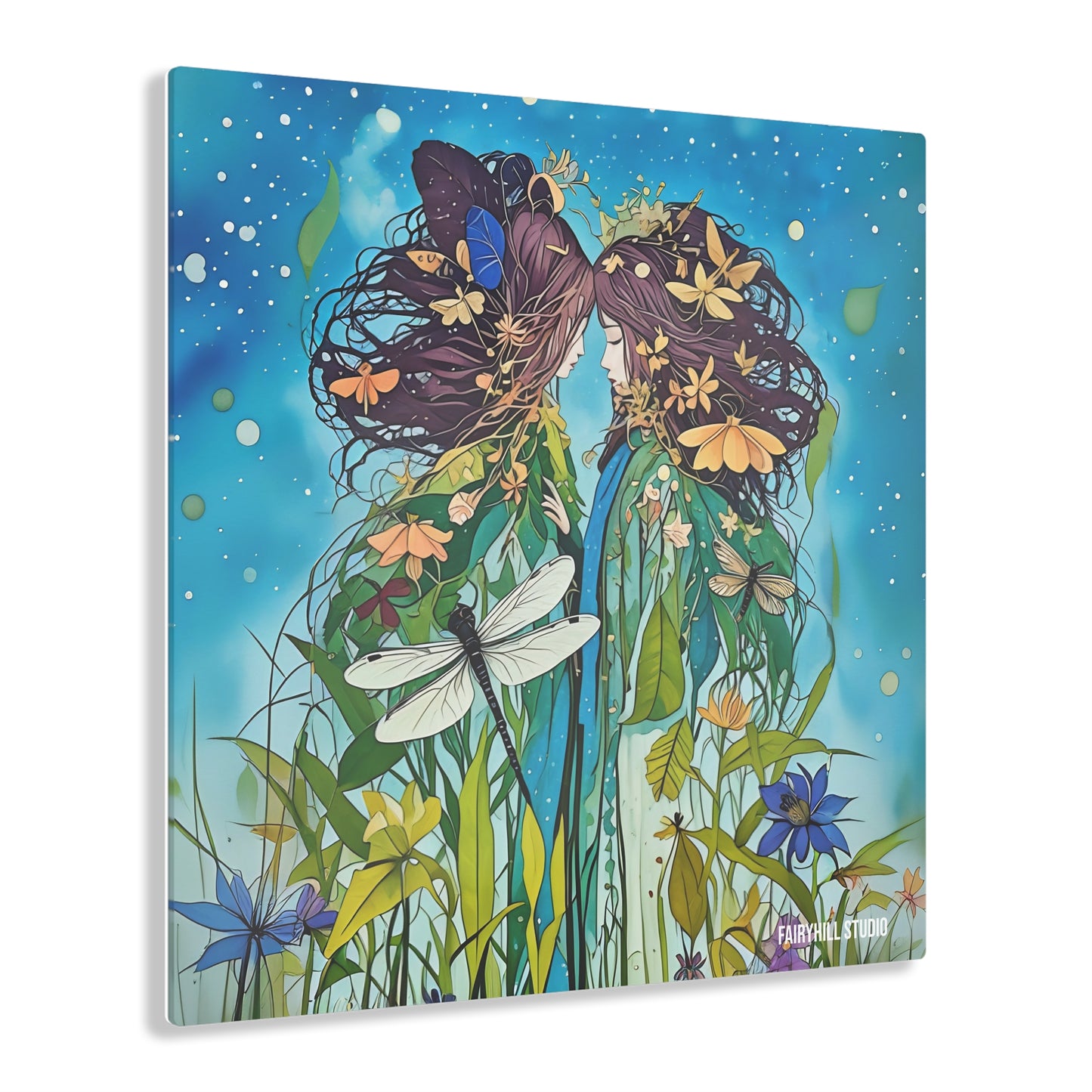 Acrylic Prints | Good Friendship Inspirational Art featuring two sisters or covered in flowers