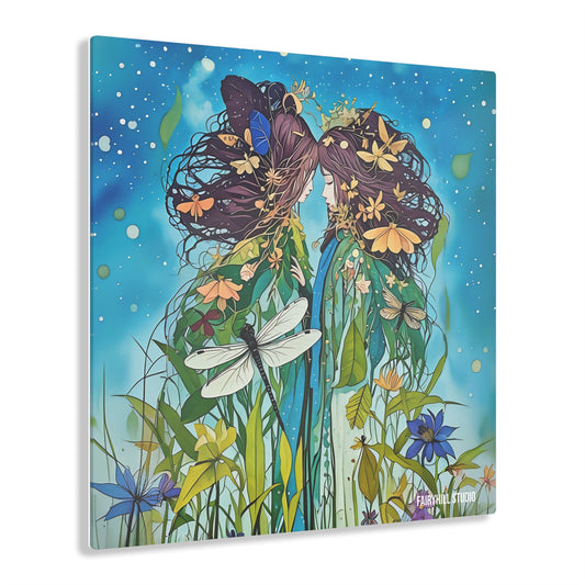 Acrylic Prints | Good Friendship Inspirational Art featuring two sisters or covered in flowers