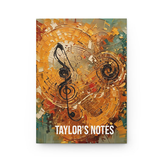Hardcover Journal Matte Abstract Colorful Music Notes Art Notebook Gift