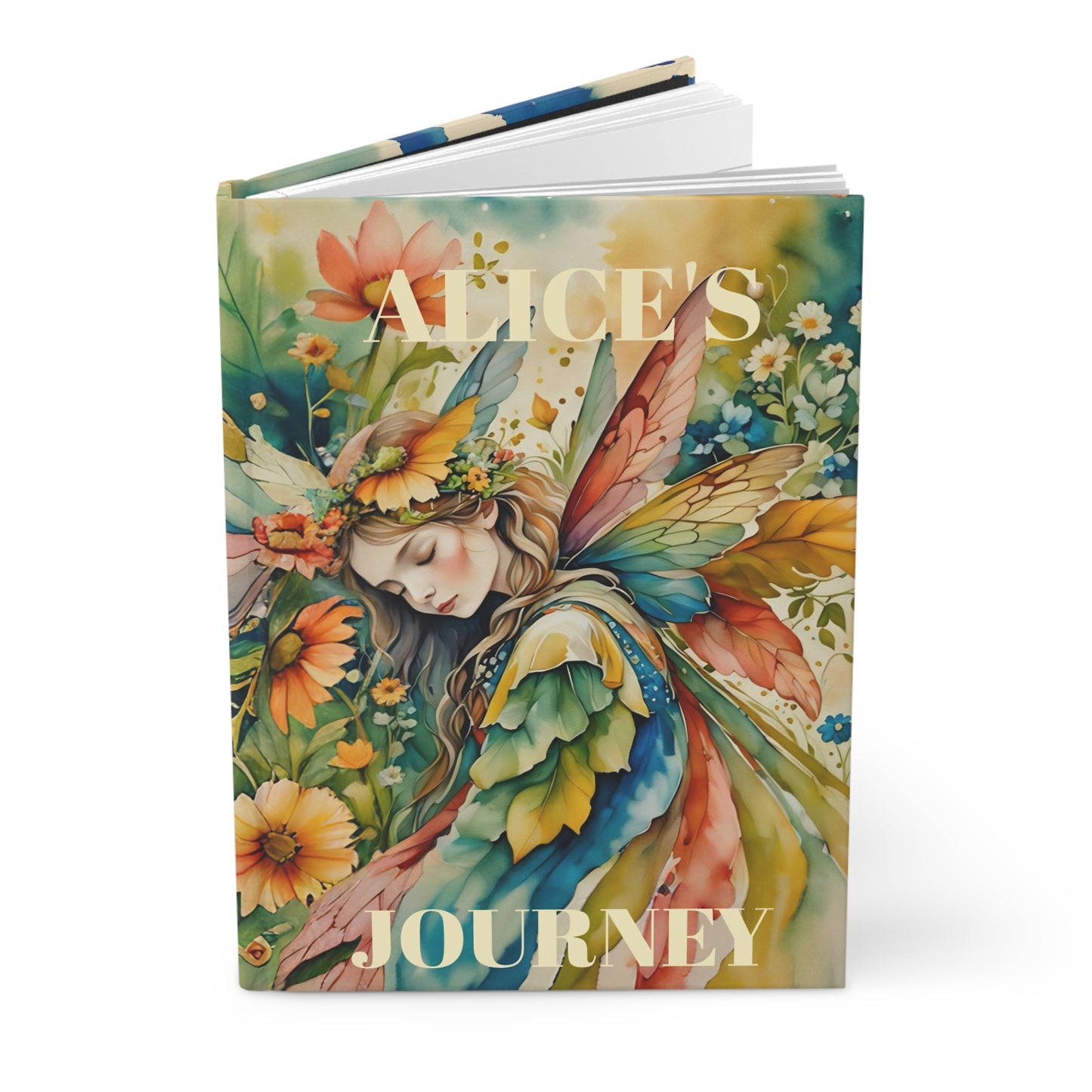 Hardcover Journal Matte - Garden Fairy Watercolor Art Notebook Gift by Fairyhill Studio
