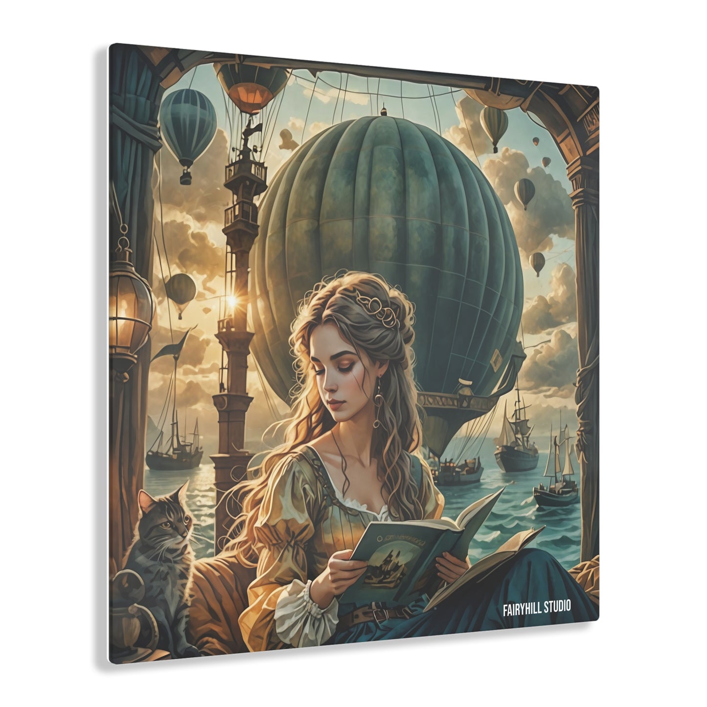 The girl with a hot air baloon Inspirational Art Acrylic Print -