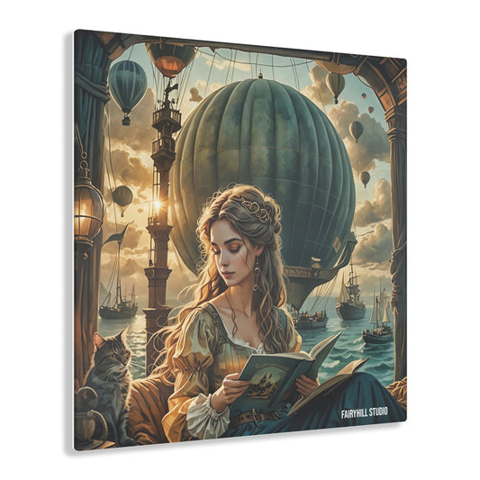 The girl with a hot air baloon Inspirational  Art Acrylic Print -