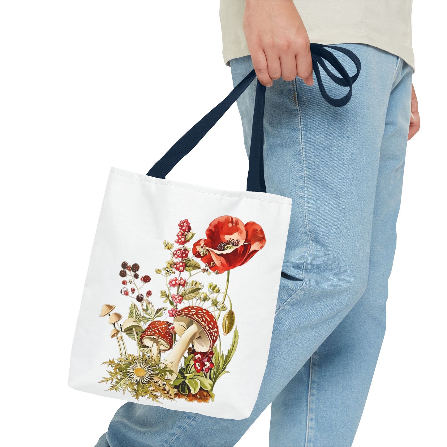 Tote Bag - Red Poppies and Amanita Muscaria Mushrooms Art Print