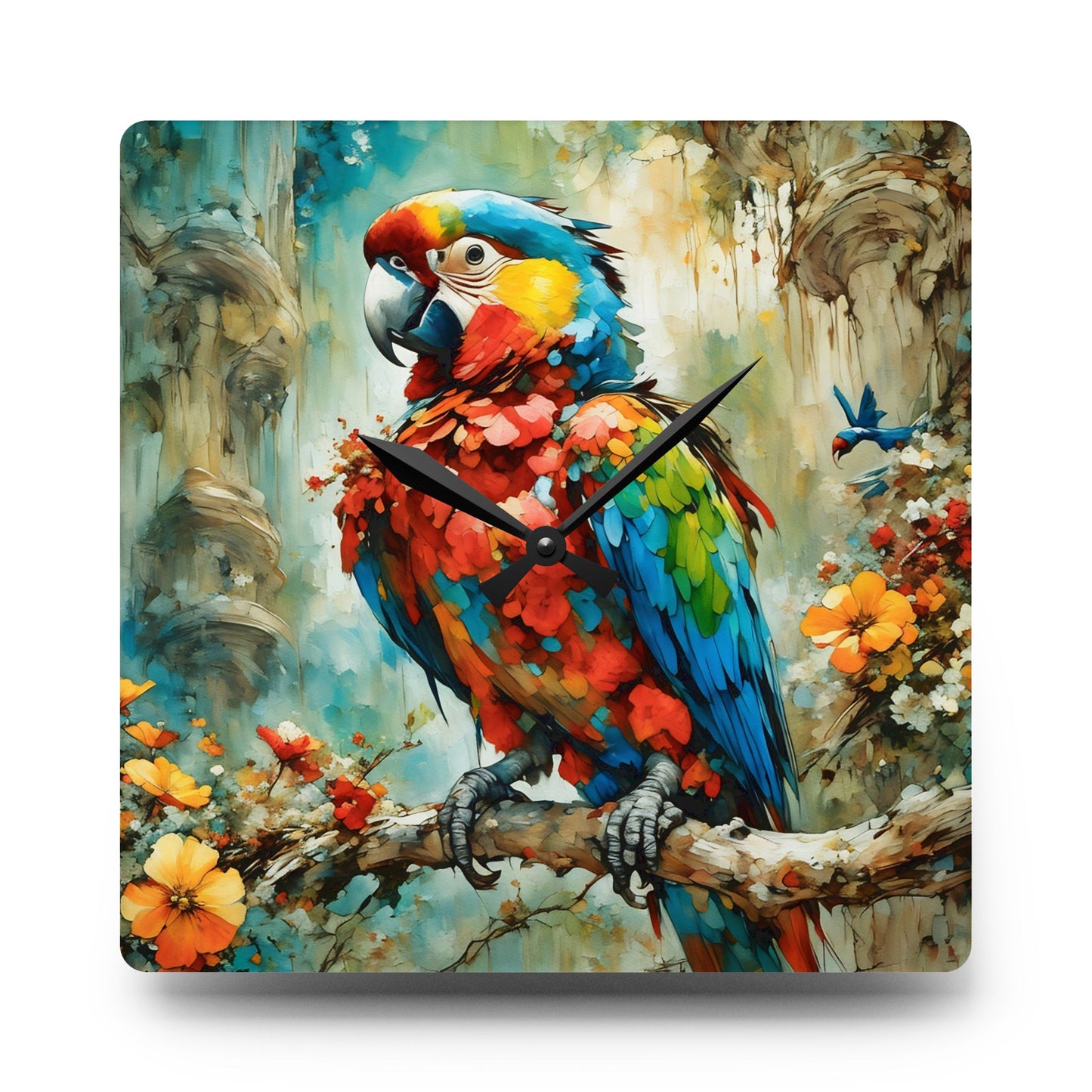 Tropical Parrot Wall Clock
