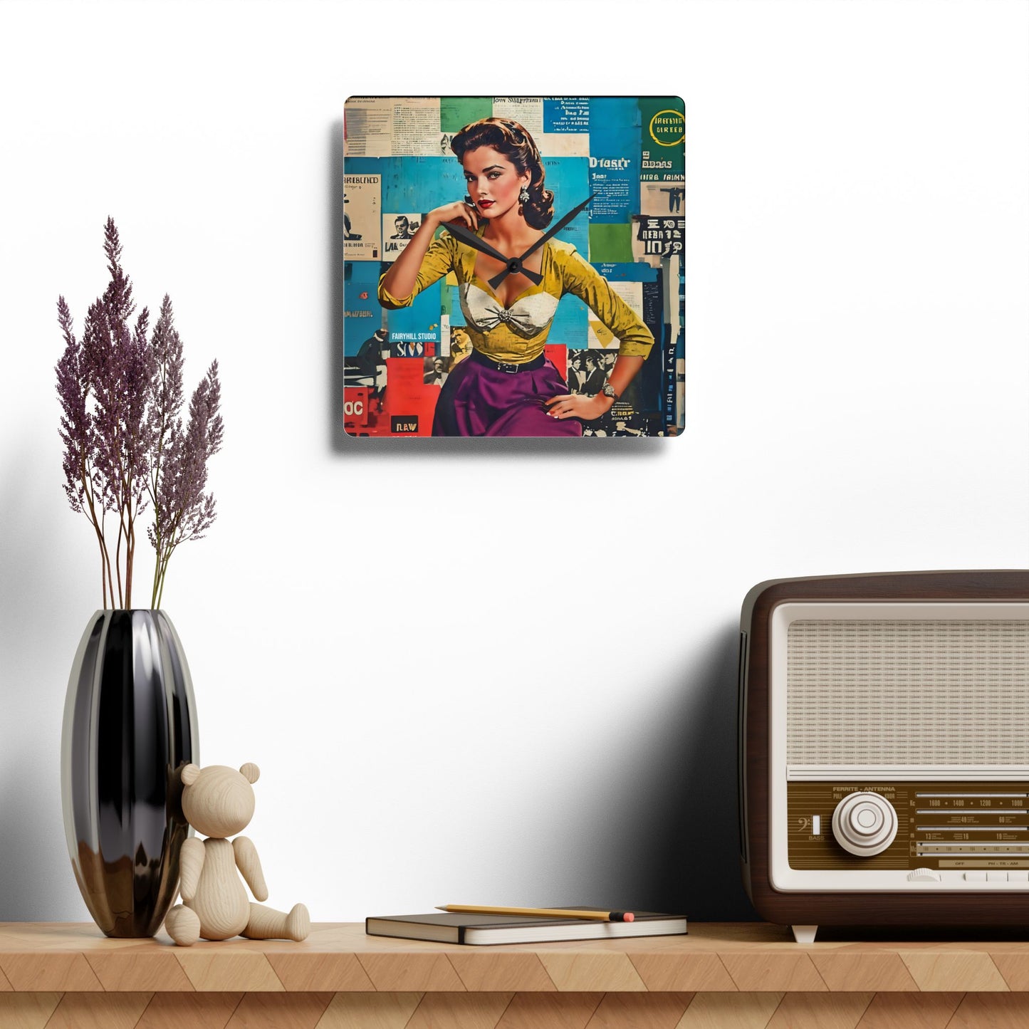 Acrylic Wall Clock - Vintage Hollywood Movie Star Art