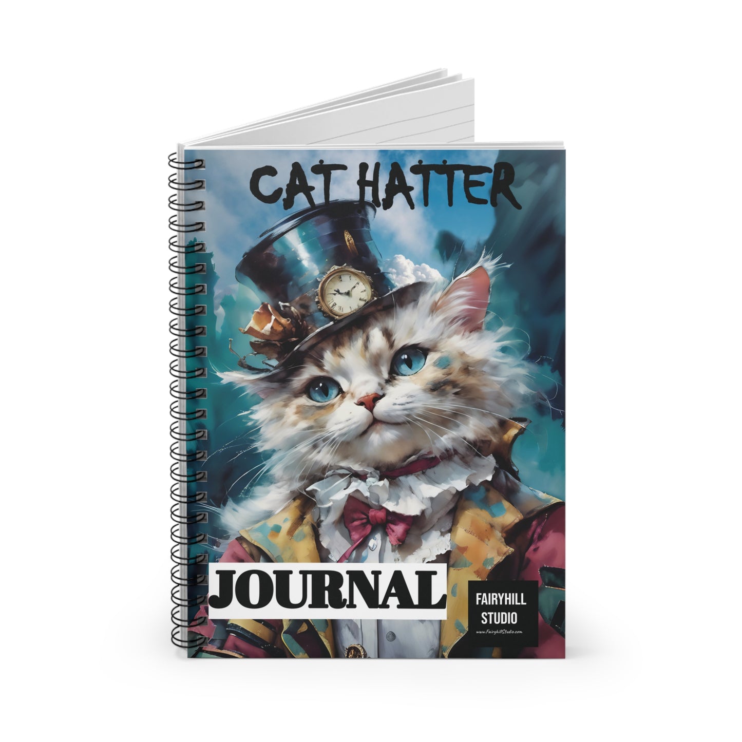 Cat Hatter journal, Spiral Notebook journal , Ruled Line,