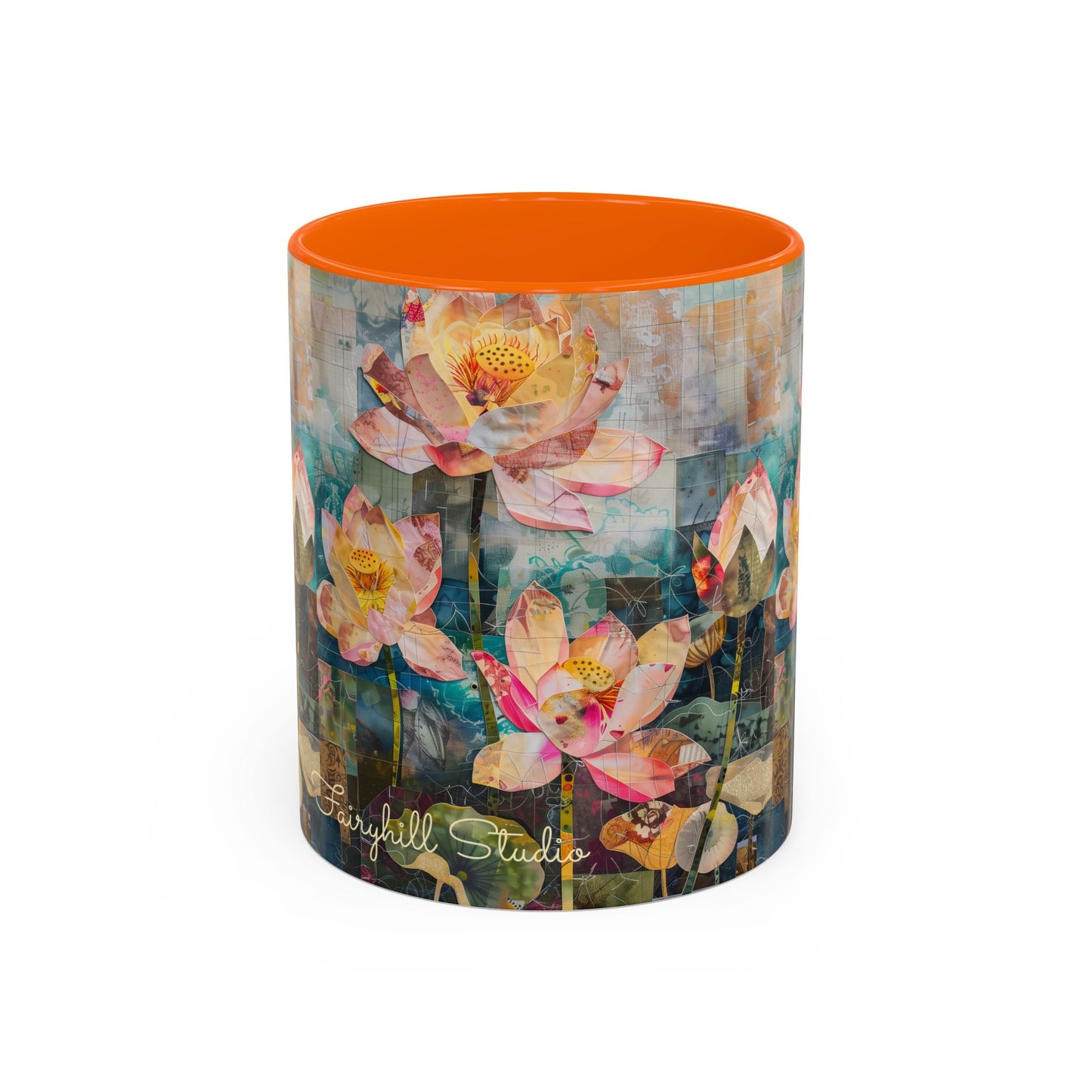 Coffee Mug Monet's pink Water lillies 11oz art by Fairyhill Studio