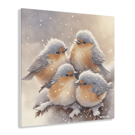 Birds in winter snow Inspirational  Art Acrylic Print -