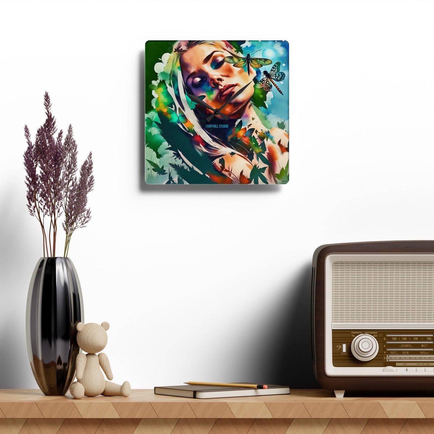 Acrylic Wall Clock -Butterfly Dreams /Art