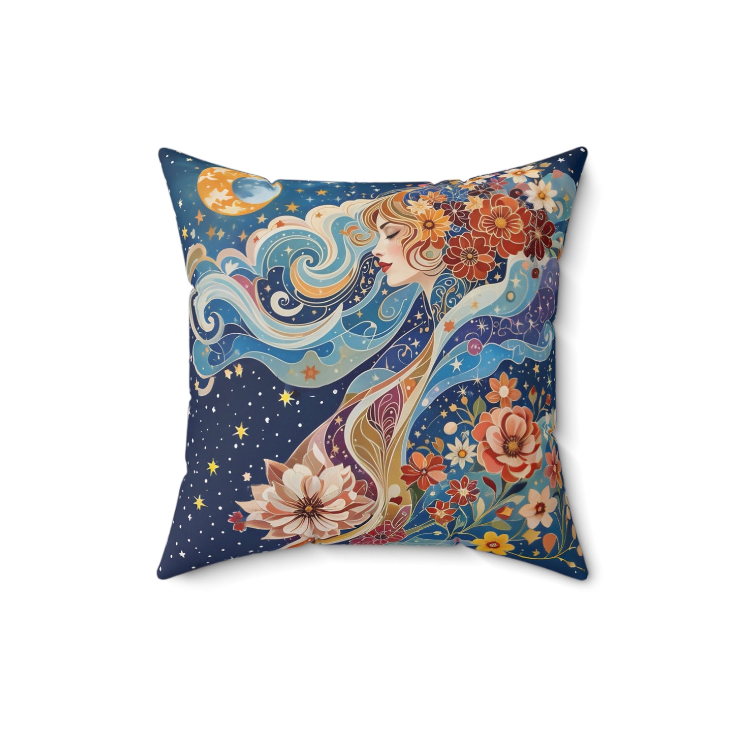 Celestial Mindfulnes Square Pillow - by Fairyhill Studio