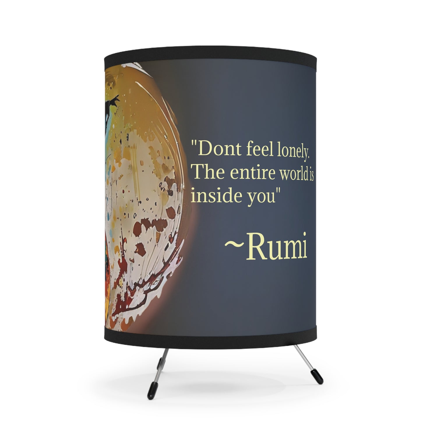 Tripod Lamp, Rumi Quote Design - Home Decor