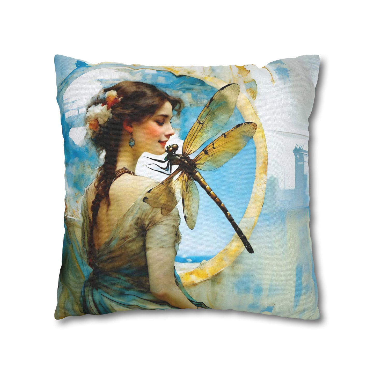 Elegant Dragonfly Art Pillowcase | Decorative Cushion Cover, Home Decor, Gift Idea, Bohemian Style, Christmas Decoration
