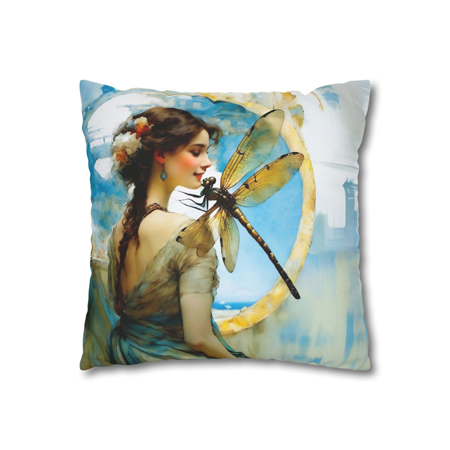 Elegant Dragonfly Art Pillowcase | Decorative Cushion Cover, Home Decor, Gift Idea, Bohemian Style, Christmas Decoration