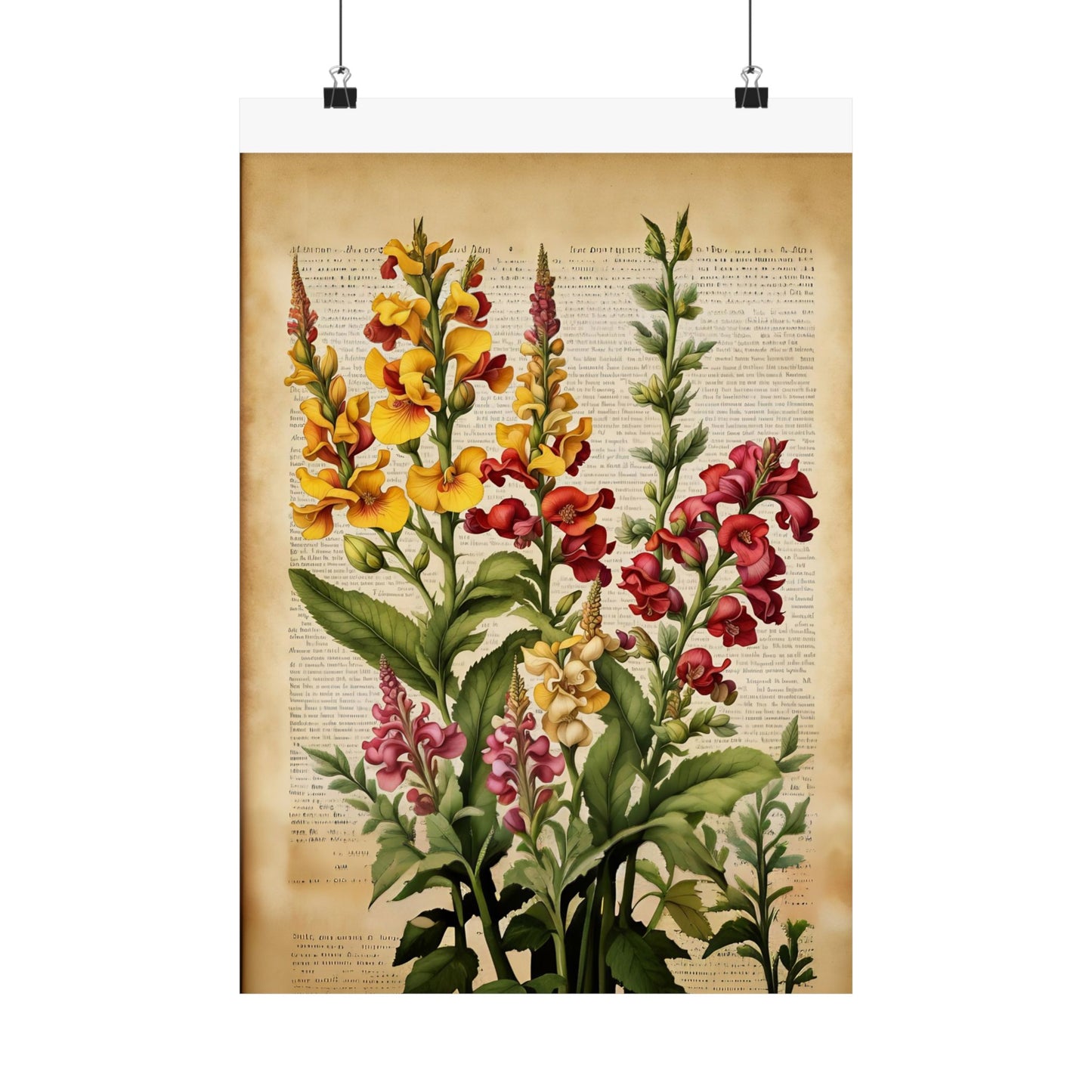 Botanical Vertical Posters - Vintage Antirrhinum Snapdragons