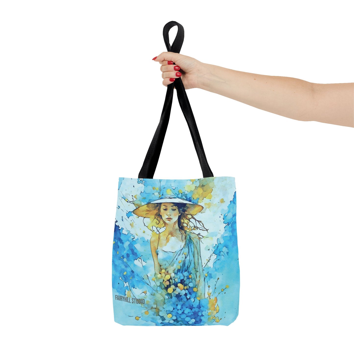 Artistic Tote Bag - The Girl in Blue Summer Art Design