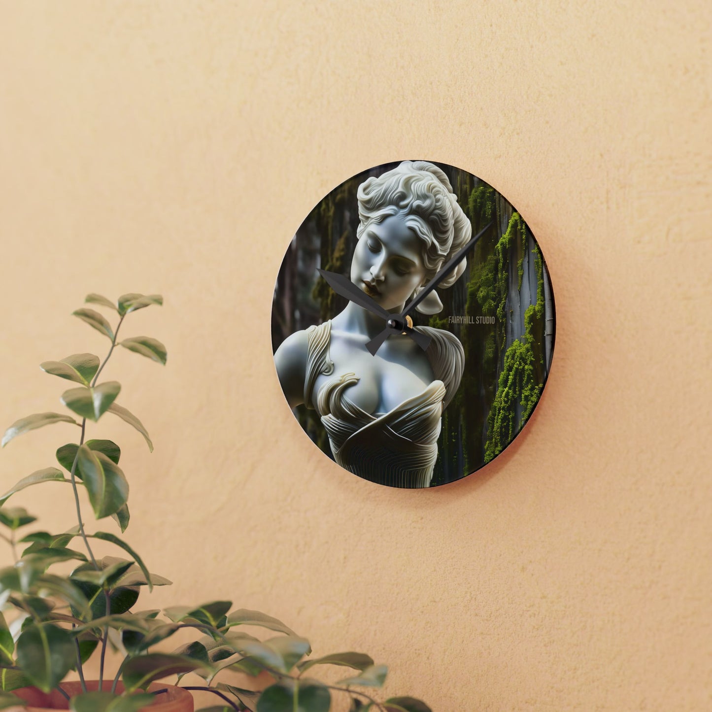 Acrylic Wall Clock Goddess Statue/Art