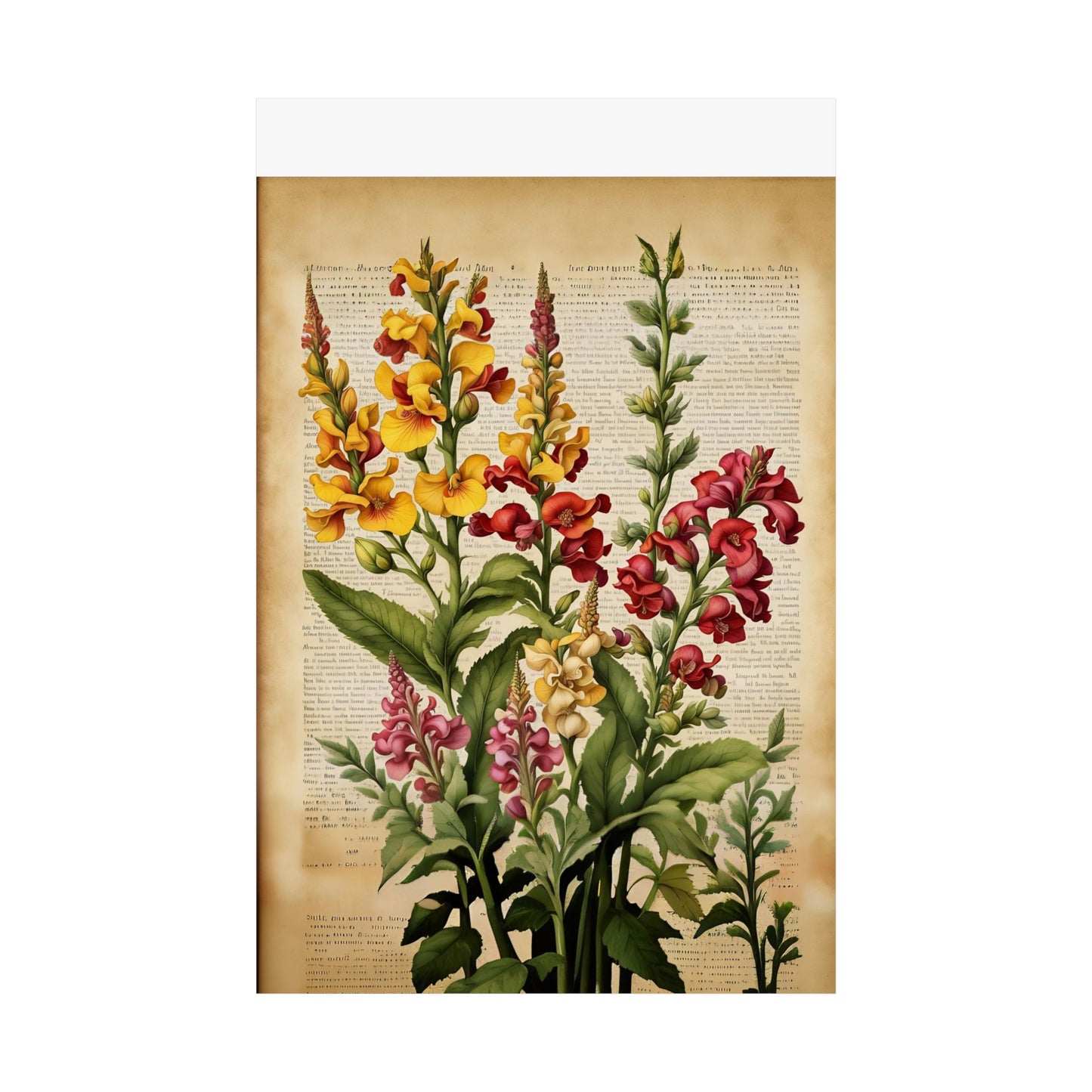 Botanical Vertical Posters - Vintage Antirrhinum Snapdragons