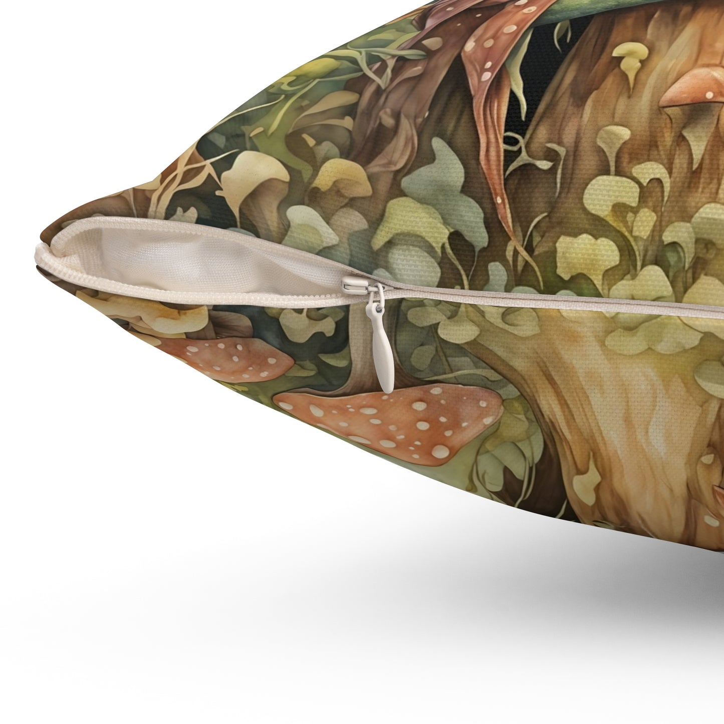 Mushroom Fairy Frog Square Pillow - by Fairyhill Studio