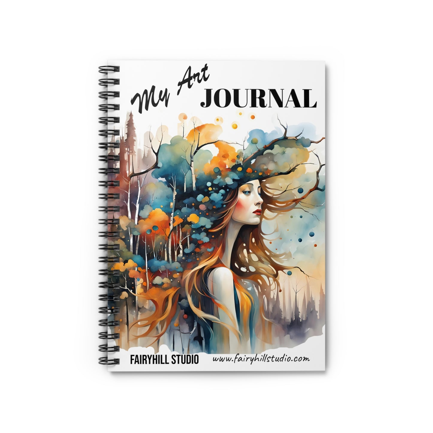 Fairy Hill Studio Woman with hat My Art Journal, Spiral Notebook - Ruled Line