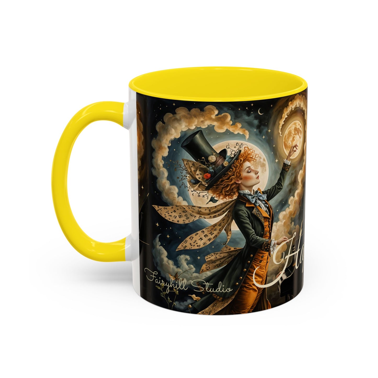 Coffee Mug - Whimsical Mad Hatter Happy Birthday Design by Fairyhill Studio