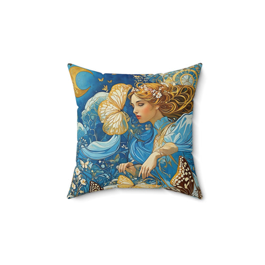 Butterfly Moon Goddess  Square Pillow -  by Fairyhill Studio