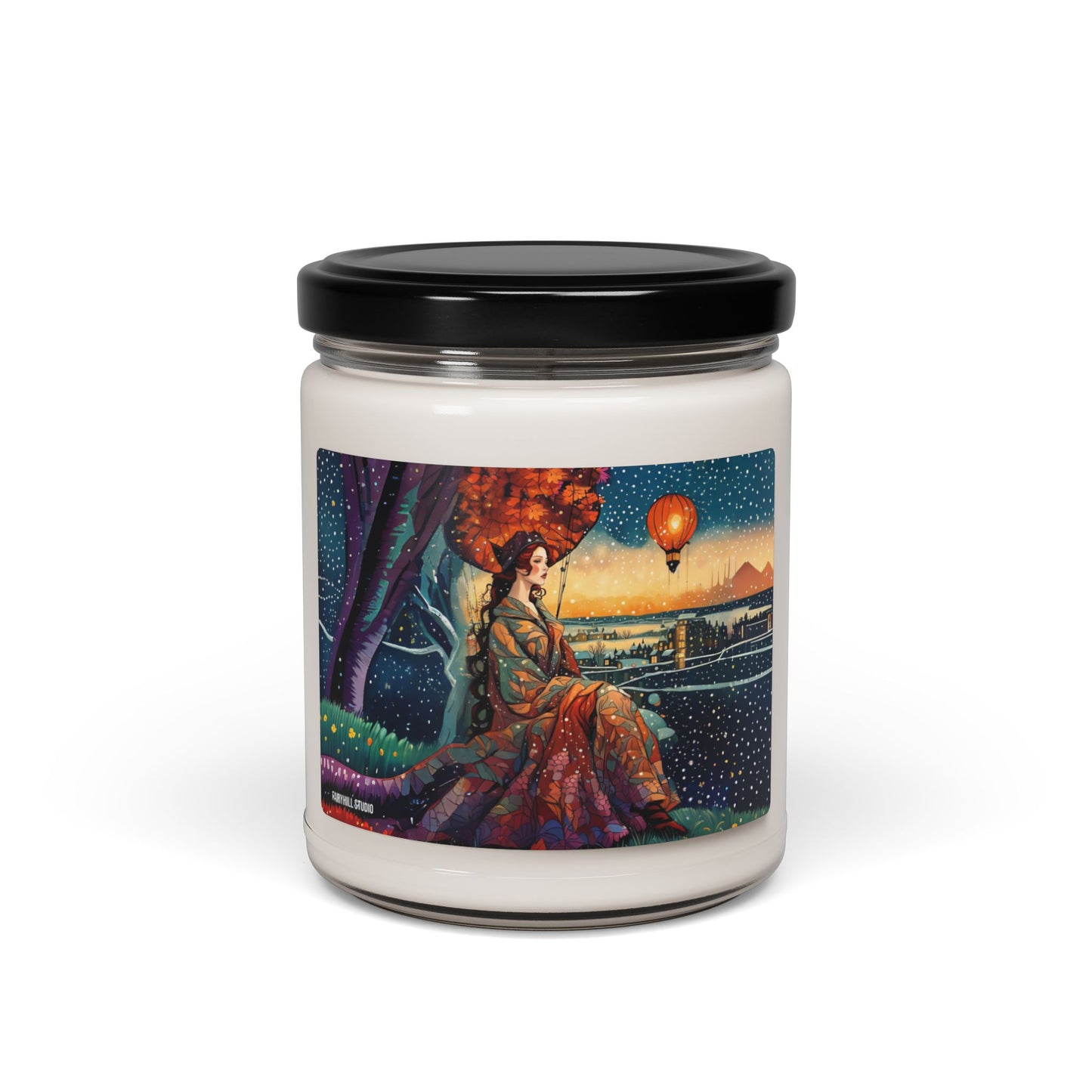 Soy Candle - Floral Aromatic 9oz | Hand-poured Scented Candle for Relaxation & Home Decor featuring a beautiful girl in a snowy day with hot