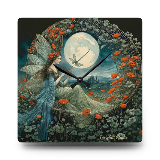 Dragonfly Moon Fairy Wall clock  Gift   Acrylic Wall Clock