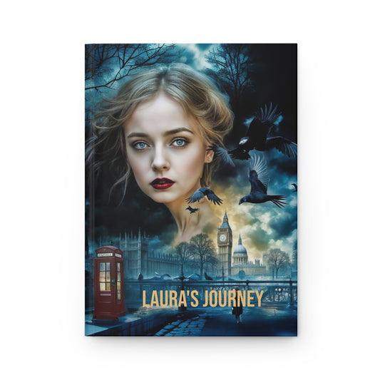 Hardcover Journal Matte Customized Lovely Girl London City Background at Night Notebook Art Gift