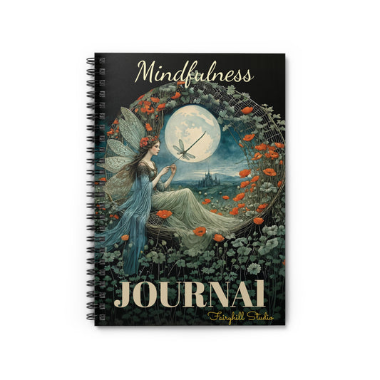 Dragonfly Moon Fairy  Mindfulness  Spiral Notebook   Art Journal