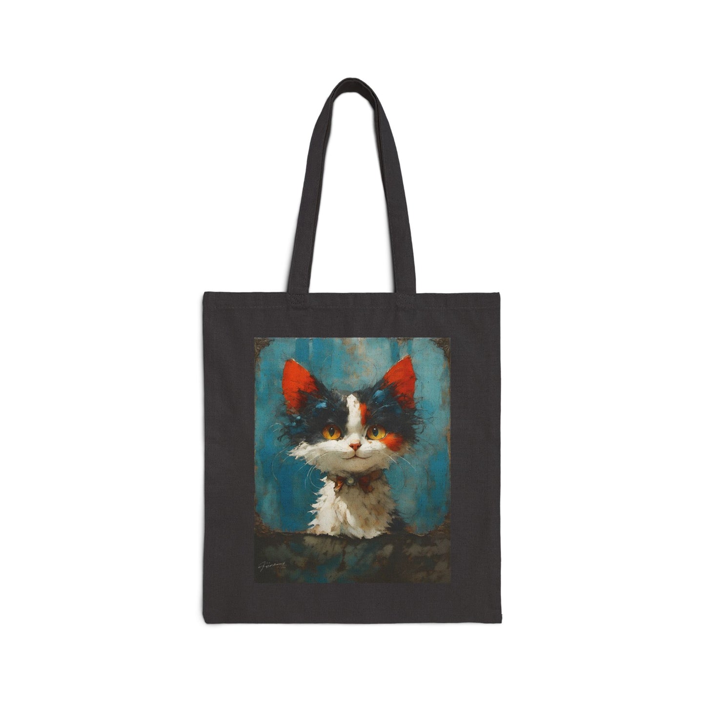 Cotton Canvas Lovable Cat Tote Bag