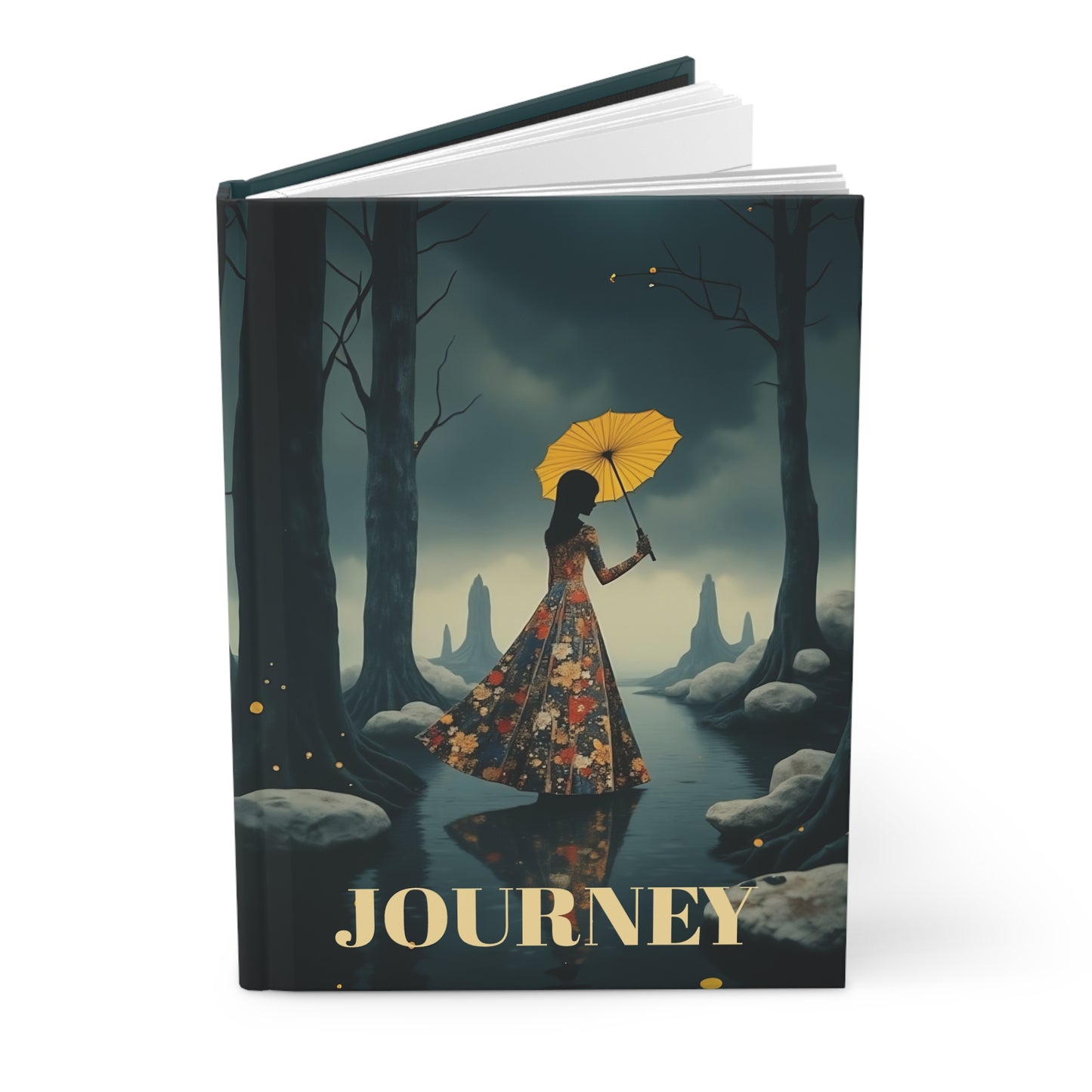 Yellow umbrella spiral Journal hard Cover ,Notebook gift art Matte