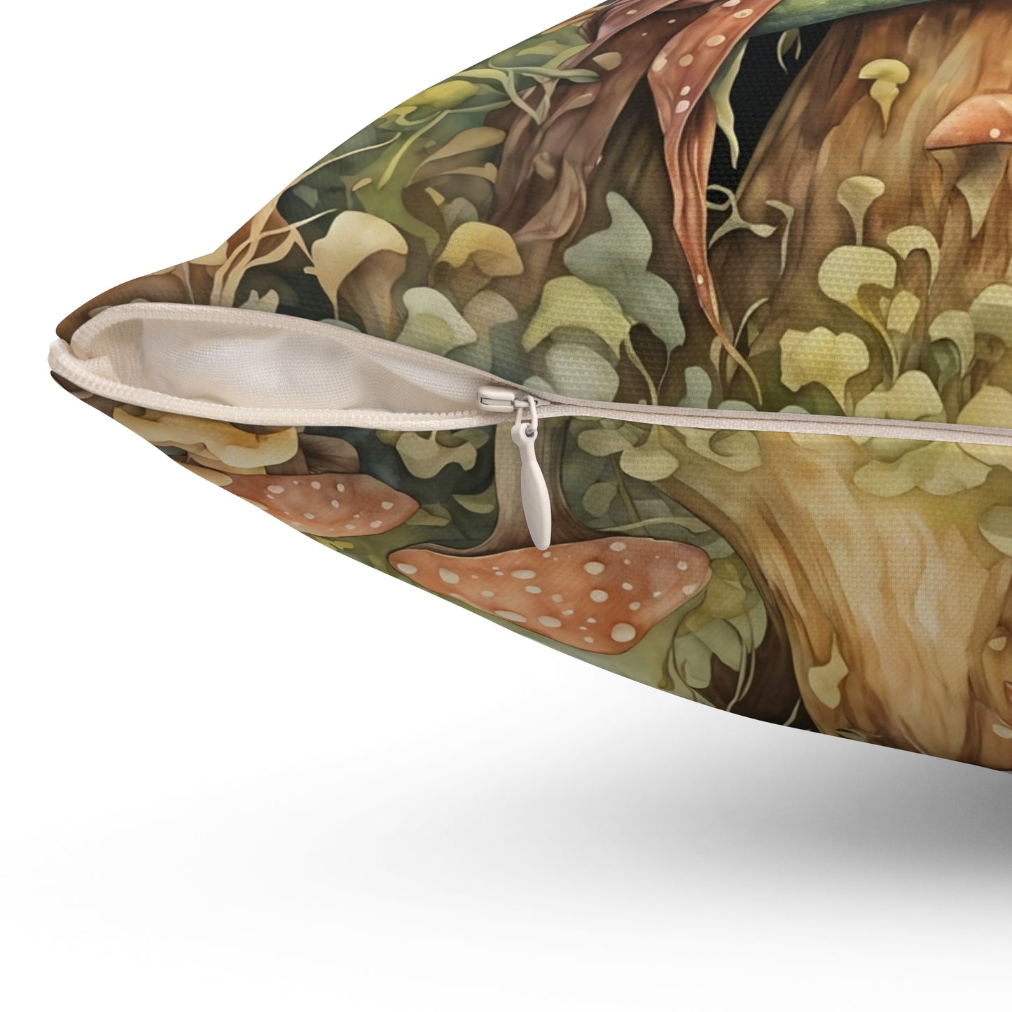 Mushroom Fairy Frog Square Pillow - by Fairyhill Studio