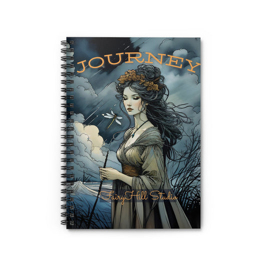 Spiral Notebook/Fairy and the Dragonfly   Journal /FairyHill Studio Journal Ruled Line Journal
