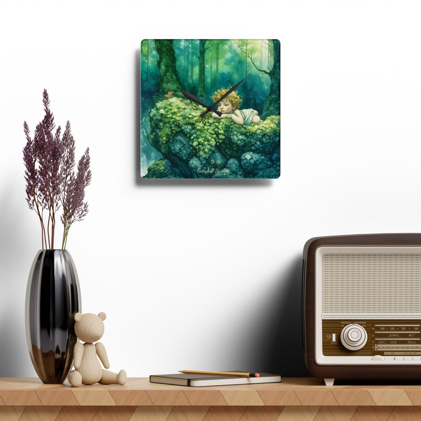 Cherub in the woods Wall clock Gift Acrylic Wall Clock