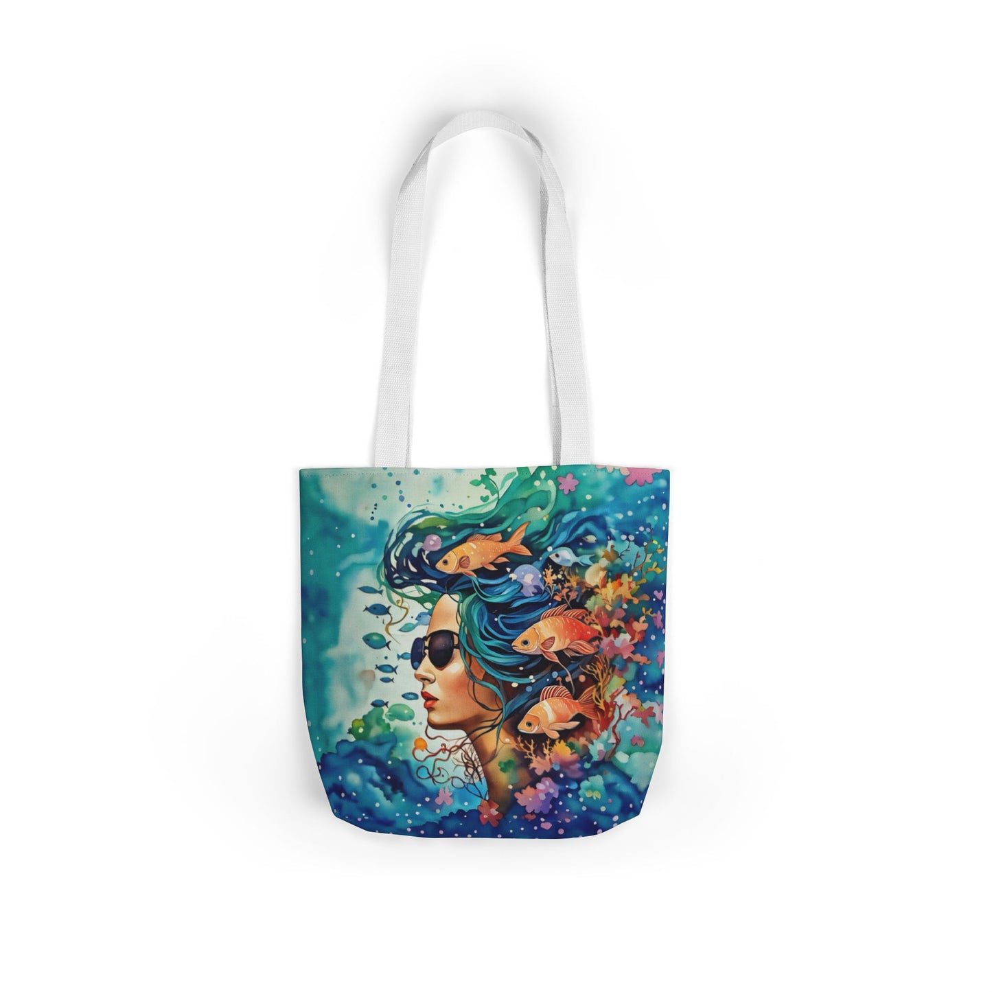 Colorful Ocean-Inspired Canvas Tote Bag - Perfect for Beach Days, Eco-Friendly Shopping, and Summer Fun!