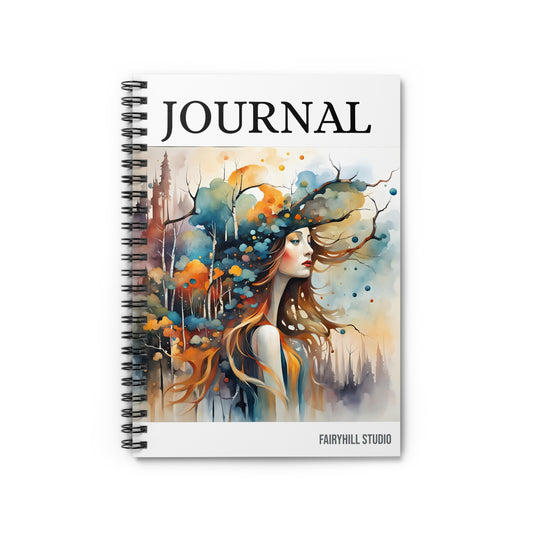 Fairy Hill Studio Woman with hat Art Journal, Spiral Notebook - Ruled Line