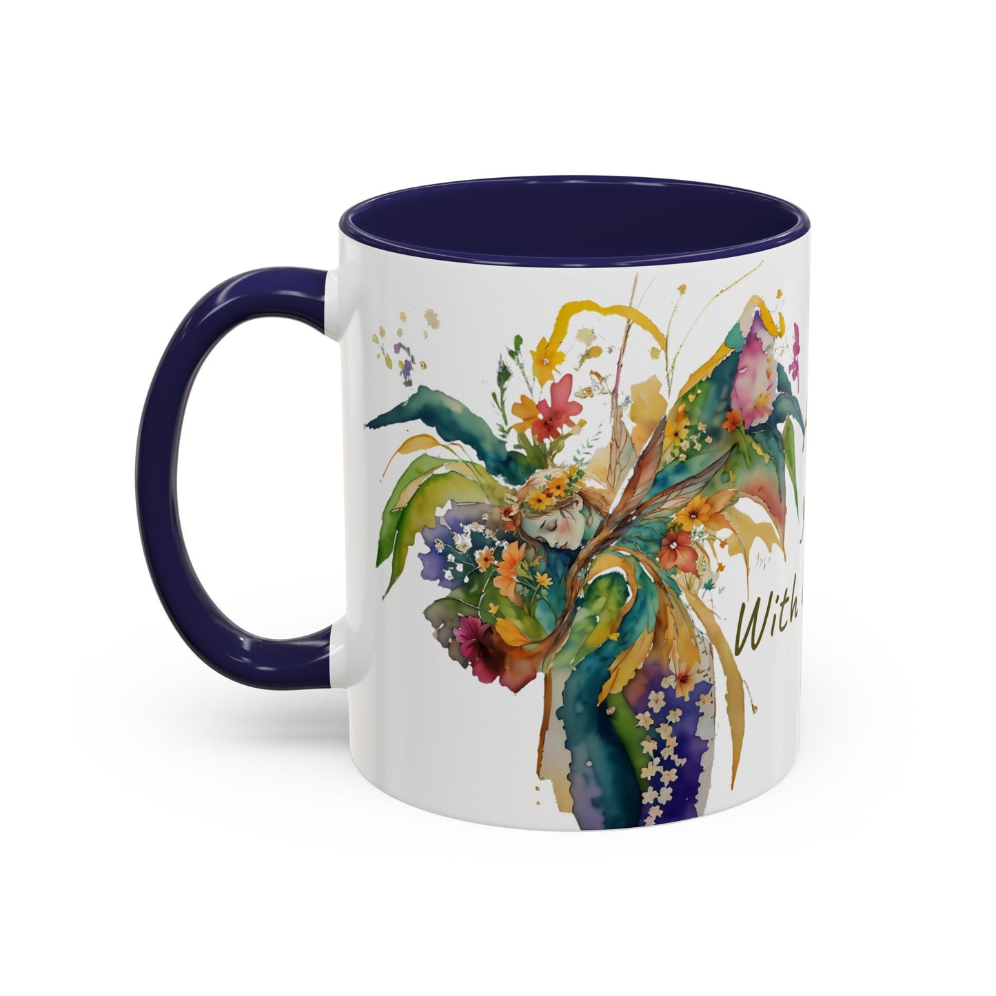 Mug Fairy Angel Blessing Flowers Watercolor Accent Coffee Mug 11 & 15oz