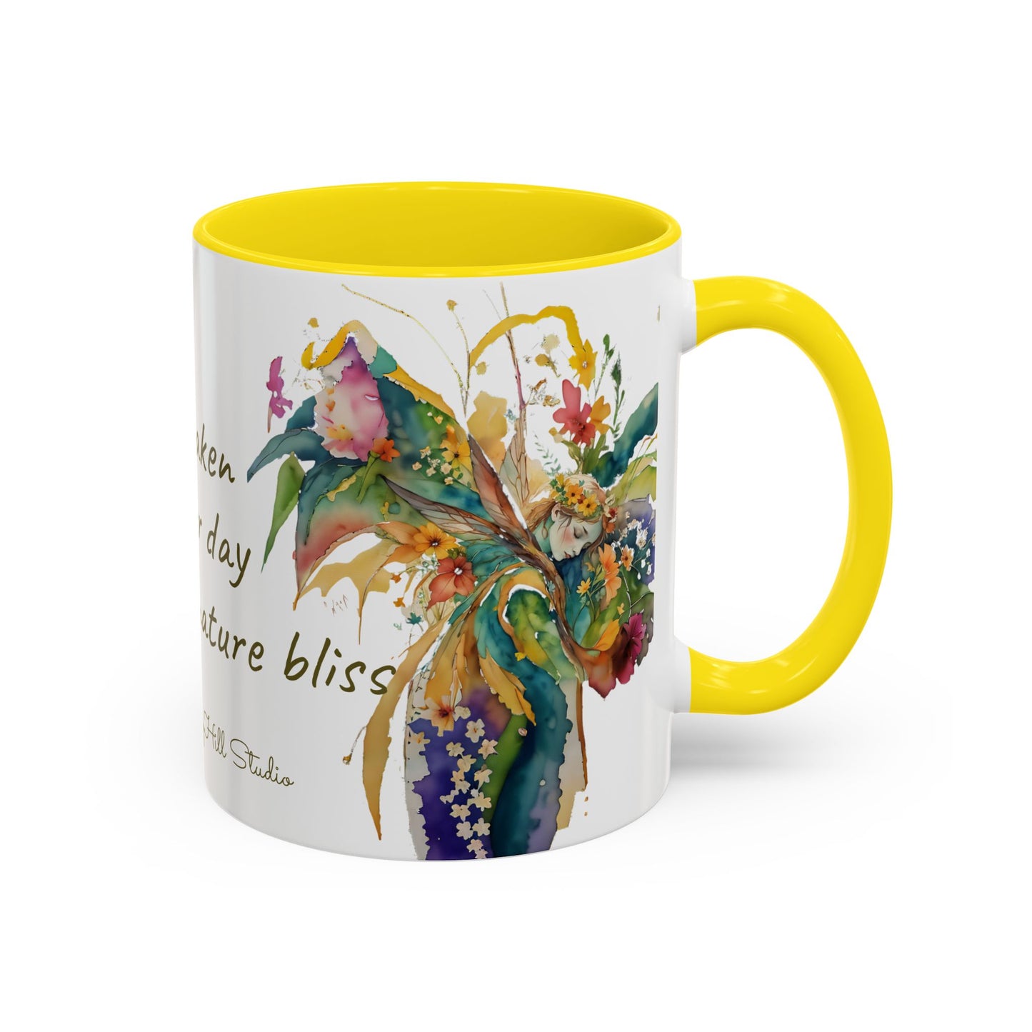 Mug Fairy Angel Blessing Flowers Watercolor Accent Coffee Mug 11 & 15oz