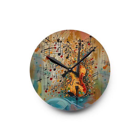 Violin Music Notes Acrylic Wall Clock