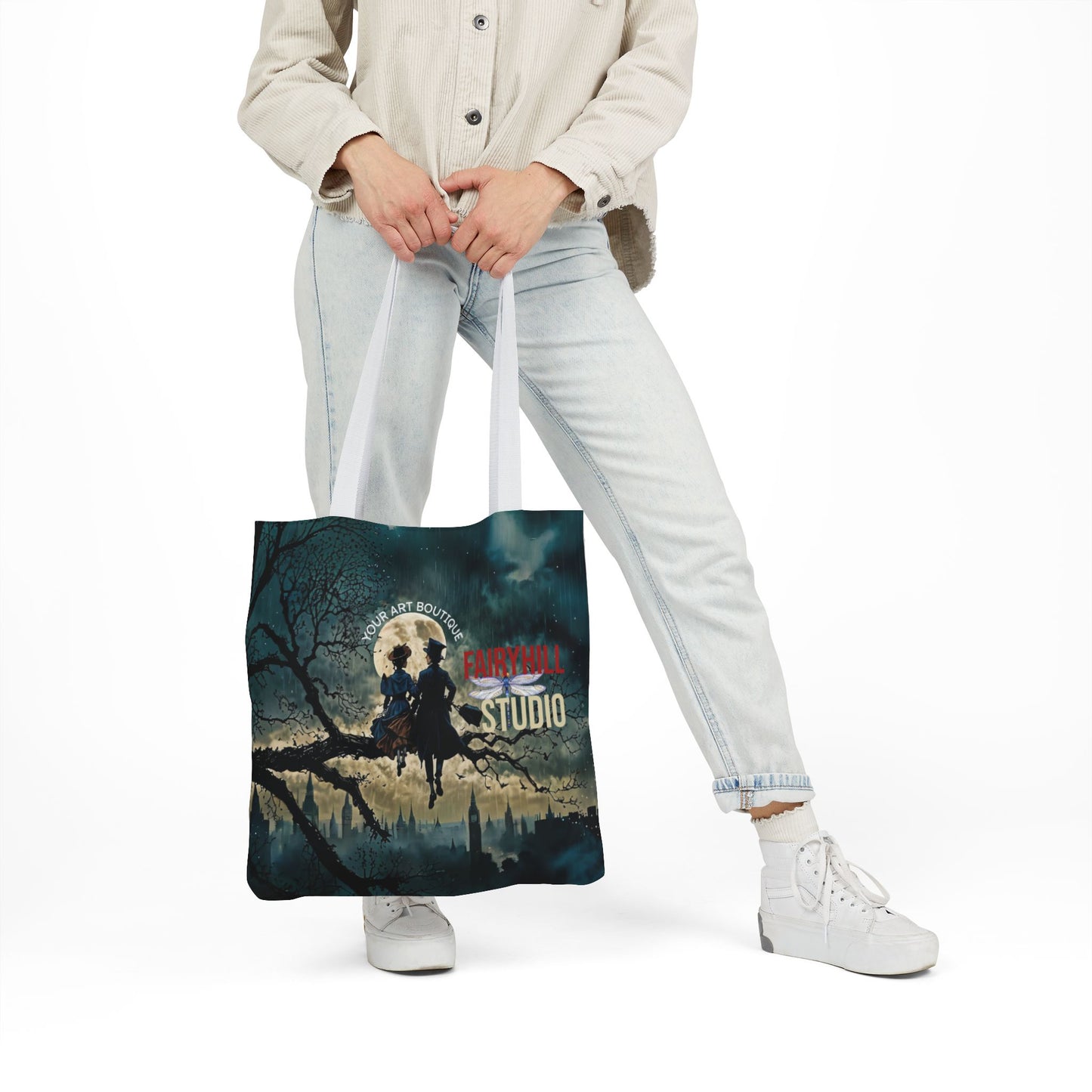 London moon under Rain Canvas Tote Bag - Perfect for Beach Days, Eco-Friendly Shopping, and Summer Fun!