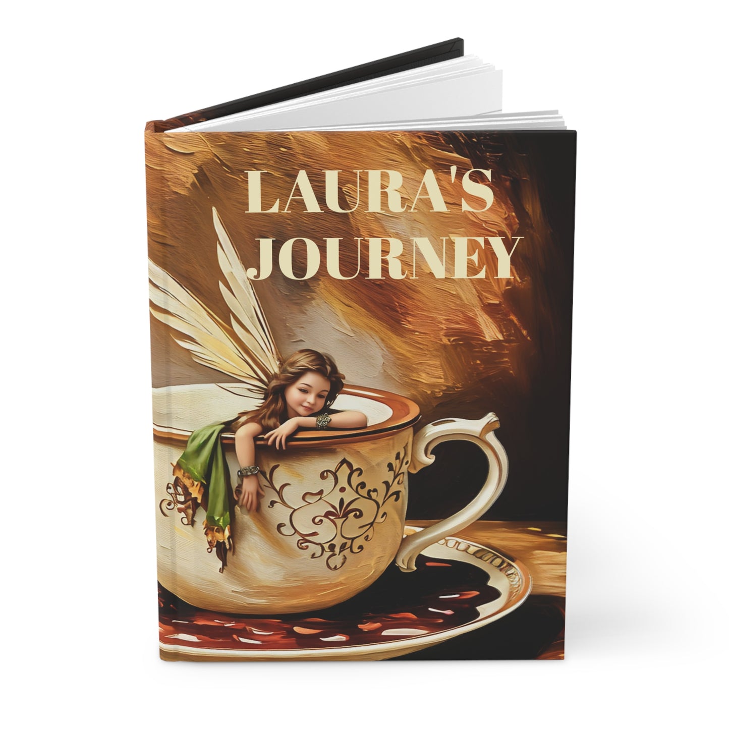 Personalized Hardcover Journal Matte with Hot Chocolate/Coffee Fairy Art