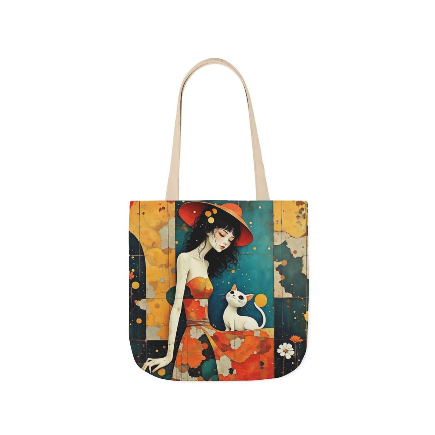 Colorful Cat -Inspired Canvas Tote Bag - Perfect for Beach Days, Eco-Friendly Shopping, and Summer Fun!