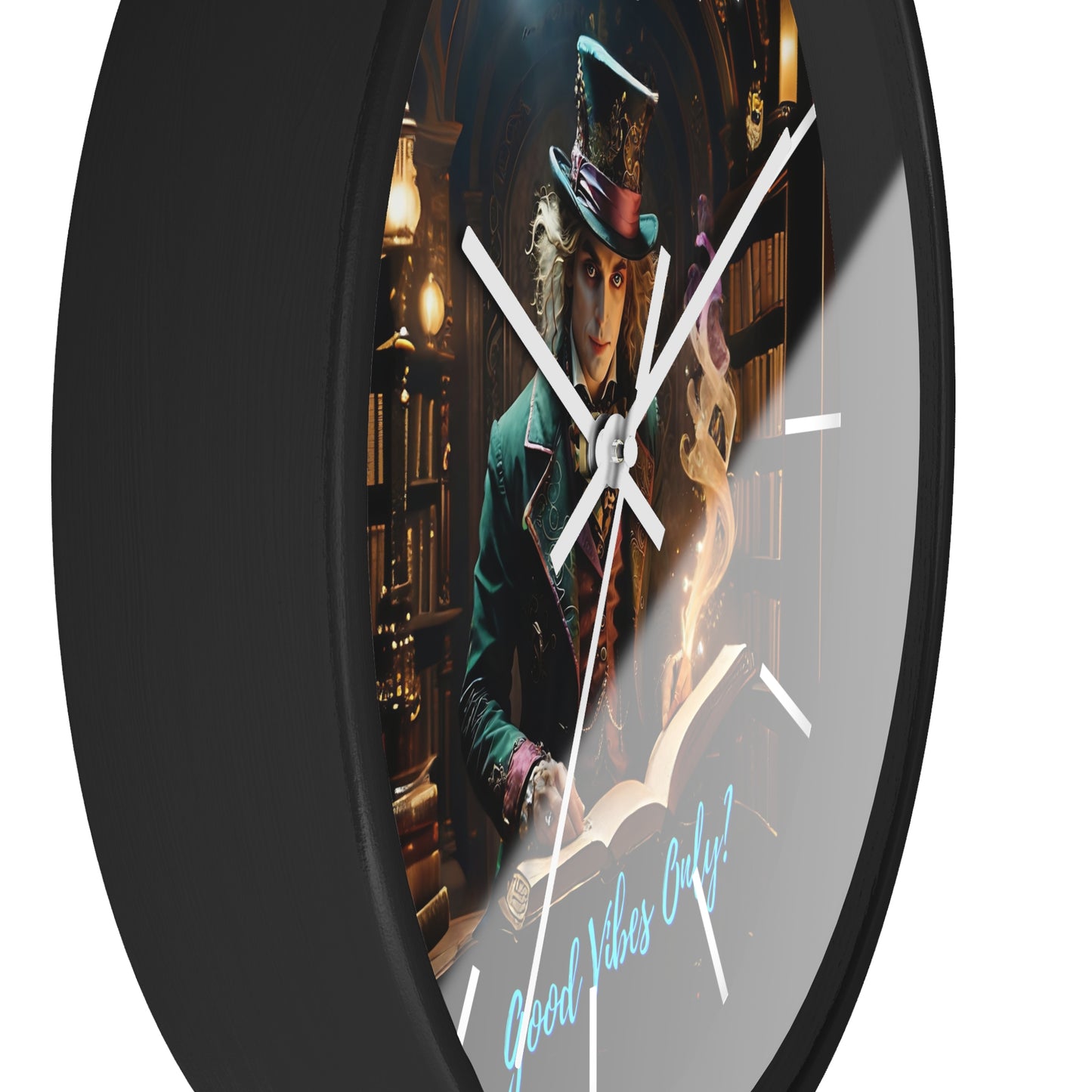 Wall Clock - Good Vibes Only - Mad hatter and Books Art