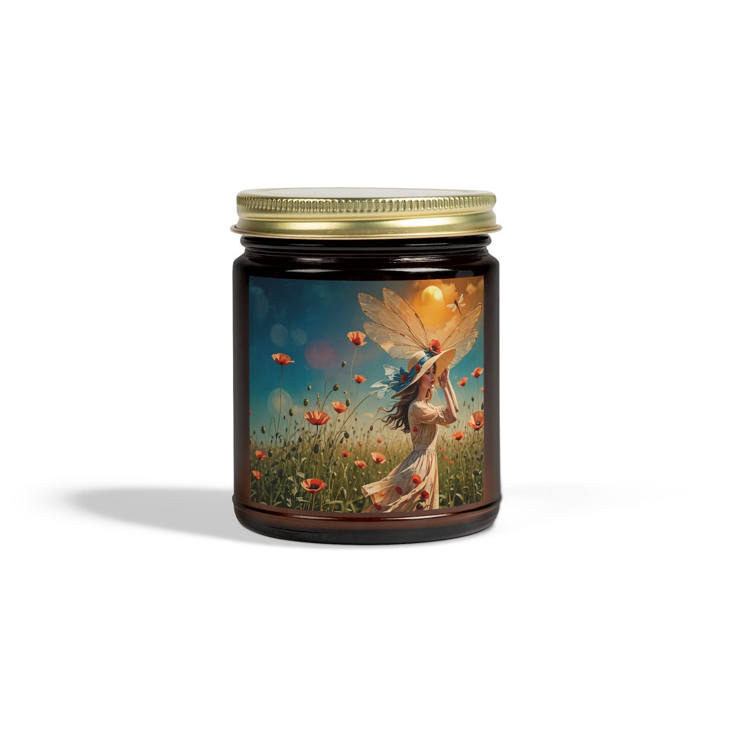 Poppies Scented Candle - Coconut Apricot Wax (4oz, 9oz) - Garden Beauty