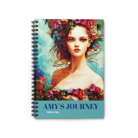 Notebook - Summer Vibes Art featuring a Romantic Girl and Aqua Background