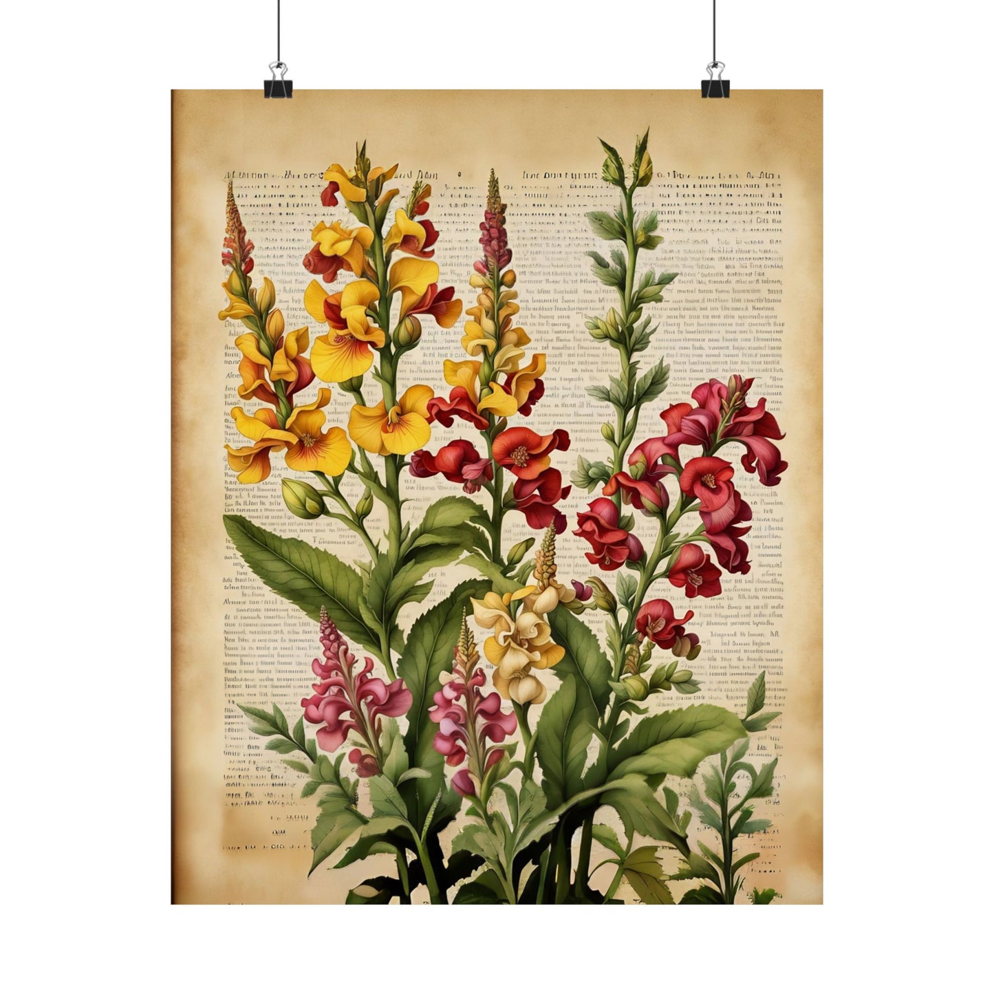 Botanical Vertical Posters - Vintage Antirrhinum Snapdragons