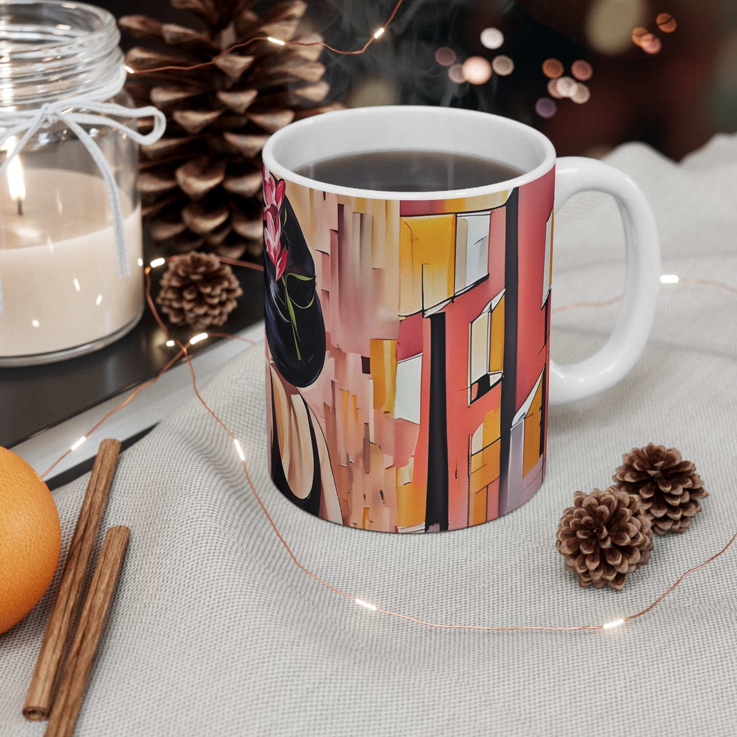 Elegant Floral Art Mug - 11oz Coffee Cup for Art Lovers