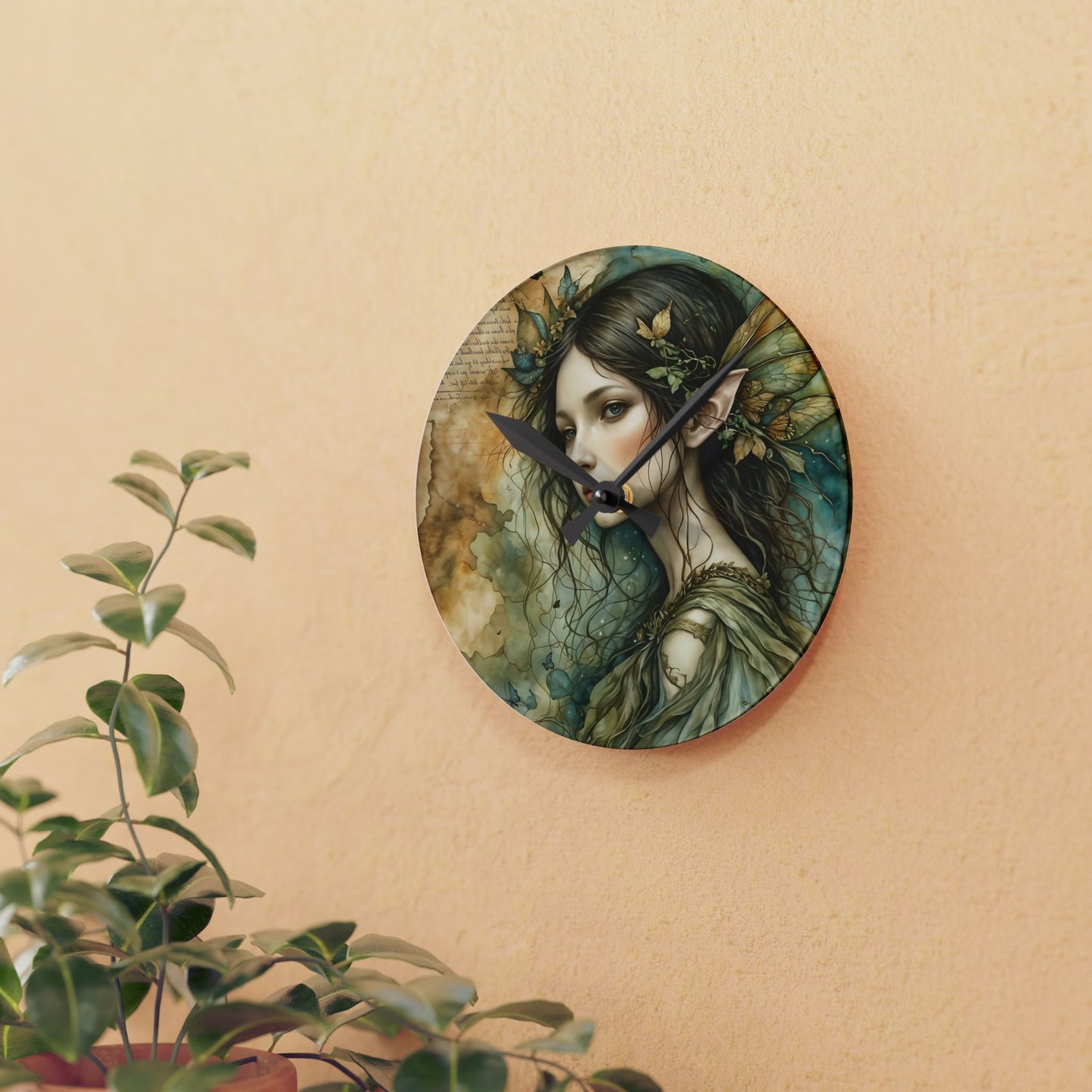 Wall Clock Forest Fairy/Elf Art