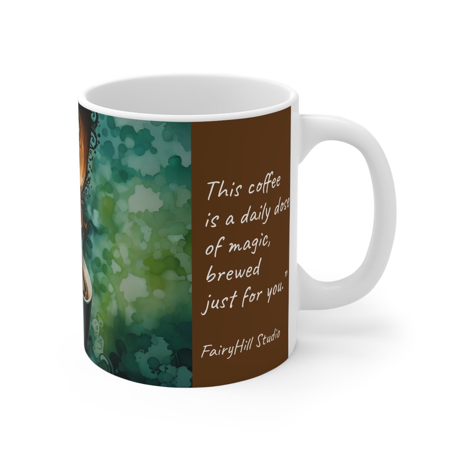 Coffee Mug - Magical Coffee Quote with Beautiful Girl Coffee Art