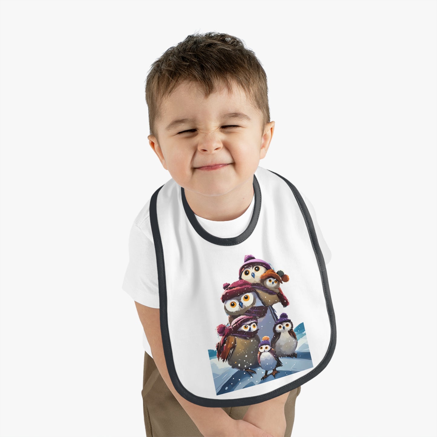 Bib - Penguin Family in Winter Snow Holiday Art